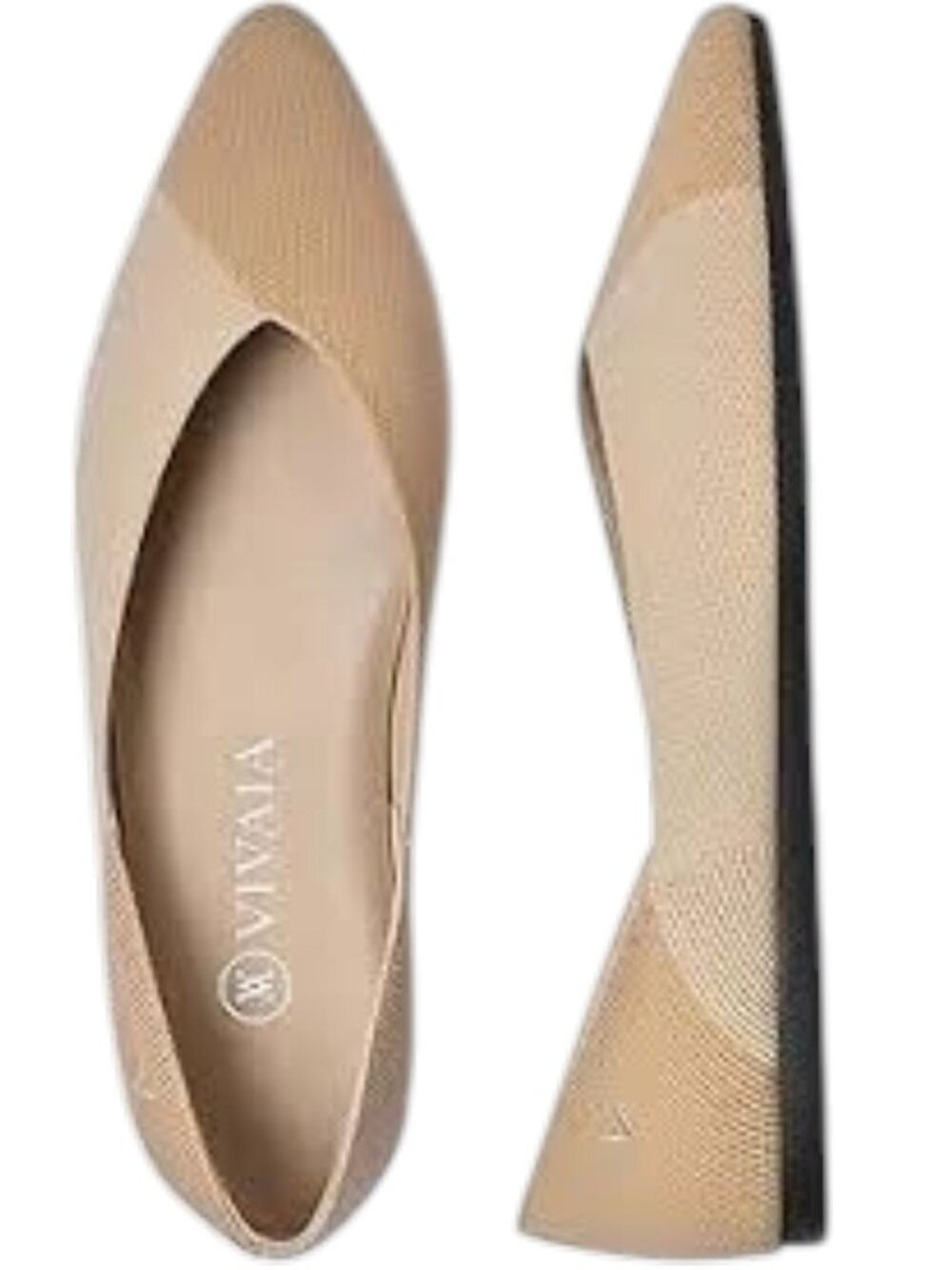 Vivaia Valencia Two-Tone Pointed Toe Ballet Flats Wheat Nature EU 38.5 US 7.5